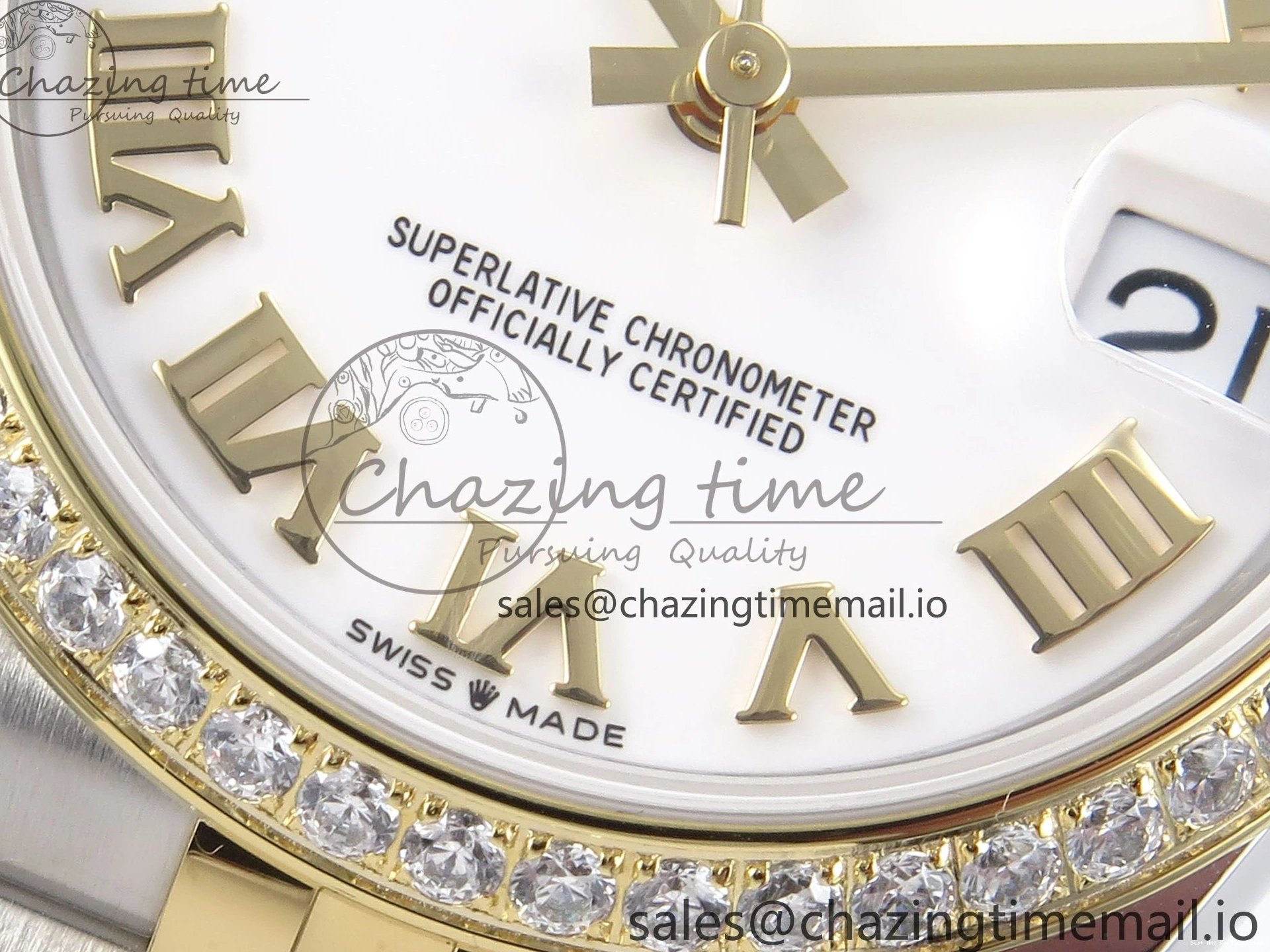 Good Copy Rolex Watches Jubilee Diamonds ETA Roman Dial 278383RBR MoistureWicking ARF SS Bracelet 904L DateJust Best 31 1:1 Bezel on White Edition Steel 407 YG 0108